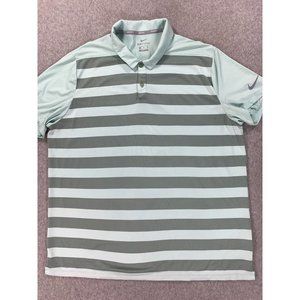 Nike Dri Fit Short Sleeve‎ Striped Golf Polo Shirt (Men's XL) Light Teal